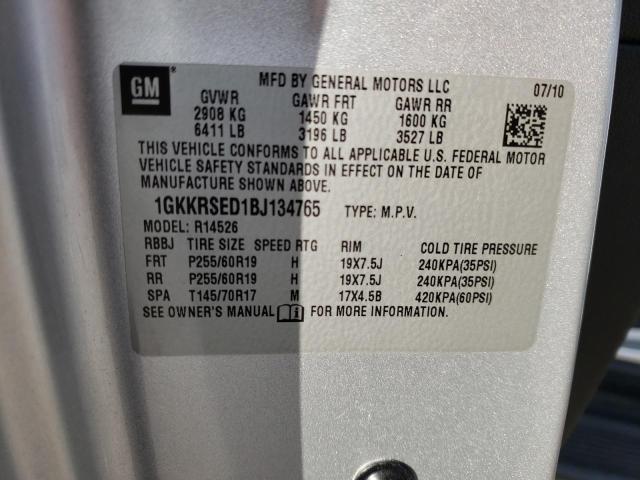 Photo 9 VIN: 1GKKRSED1BJ134765 - GMC ACADIA SLT 