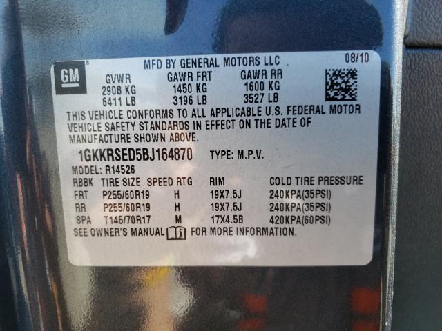 Photo 9 VIN: 1GKKRSED5BJ164870 - GMC ACADIA SLT 