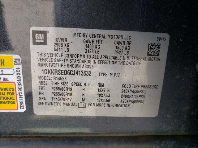 Photo 9 VIN: 1GKKRSED6CJ413632 - GMC ACADIA SLT 