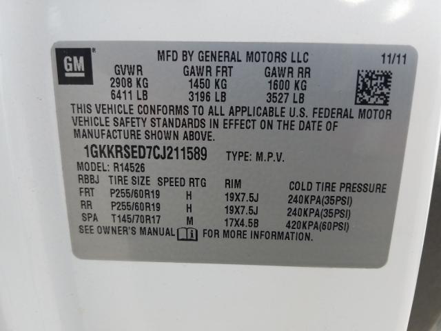 Photo 9 VIN: 1GKKRSED7CJ211589 - GMC ACADIA SLT 