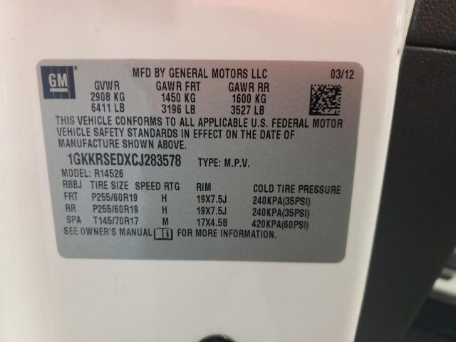 Photo 9 VIN: 1GKKRSEDXCJ283578 - GMC ACADIA SLT 