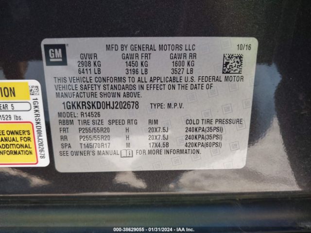 Photo 8 VIN: 1GKKRSKD0HJ202678 - GMC ACADIA LIMITED 