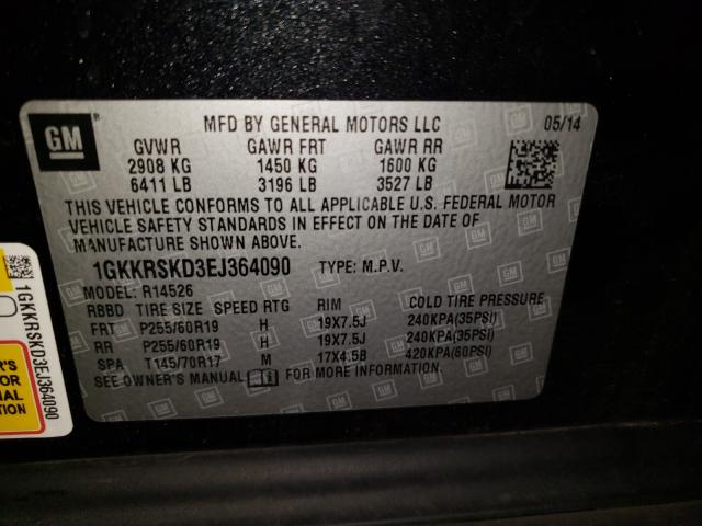 Photo 9 VIN: 1GKKRSKD3EJ364090 - GMC ACADIA SLT 