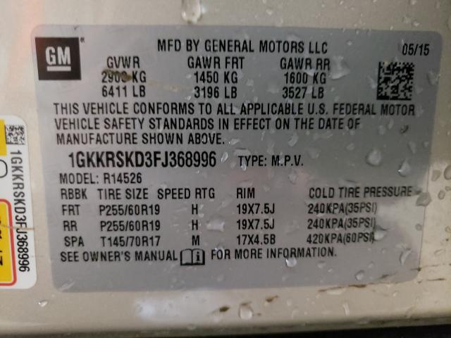 Photo 9 VIN: 1GKKRSKD3FJ368996 - GMC ACADIA SLT 