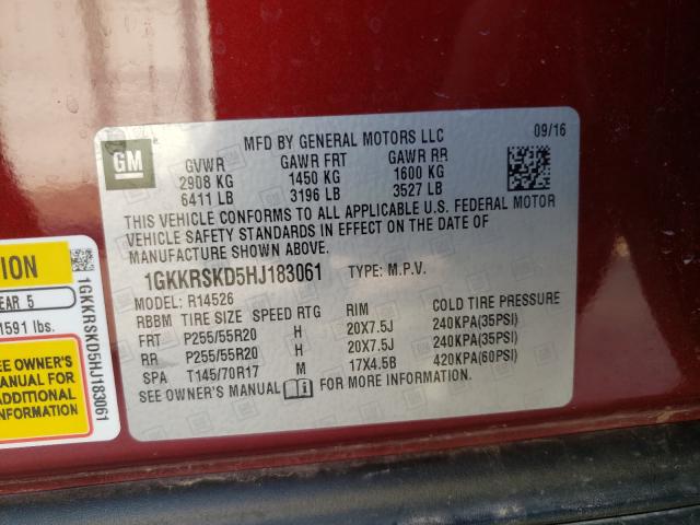 Photo 9 VIN: 1GKKRSKD5HJ183061 - GMC ACADIA LIM 