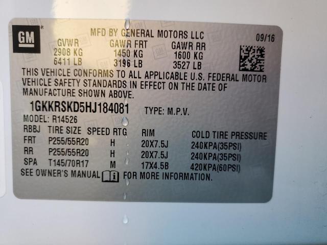 Photo 9 VIN: 1GKKRSKD5HJ184081 - GMC ACADIA LIM 