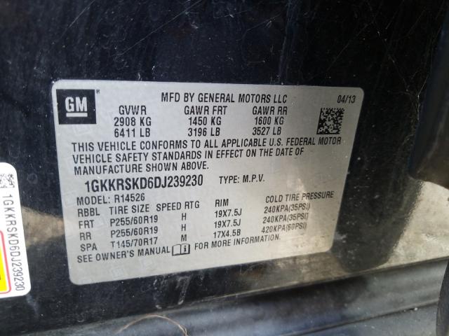 Photo 9 VIN: 1GKKRSKD6DJ239230 - GMC ACADIA SLT 