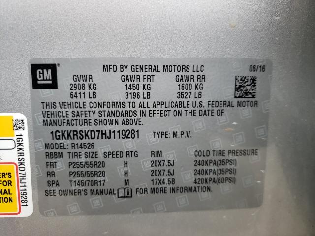 Photo 9 VIN: 1GKKRSKD7HJ119281 - GMC ACADIA LIM 