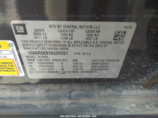 Photo 8 VIN: 1GKKRSKD7HJ205321 - GMC ACADIA LIMITED 