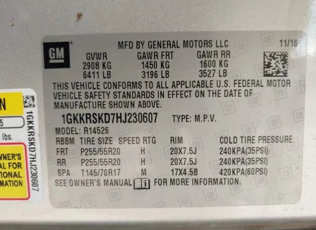 Photo 8 VIN: 1GKKRSKD7HJ230607 - GMC ACADIA 