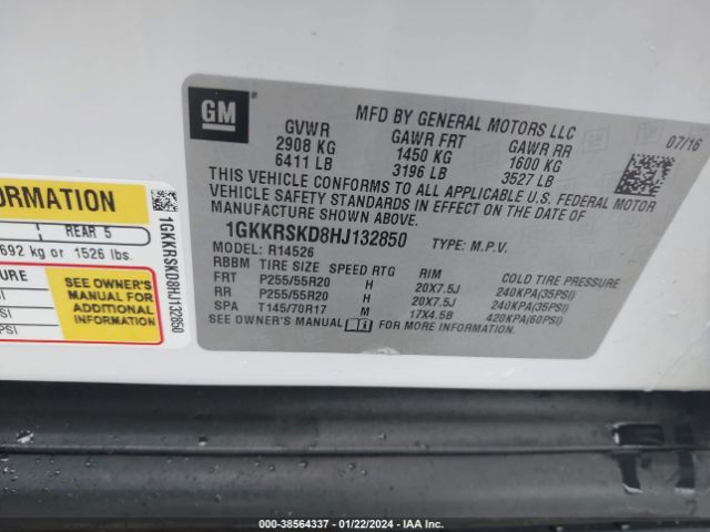 Photo 8 VIN: 1GKKRSKD8HJ132850 - GMC ACADIA LIMITED 