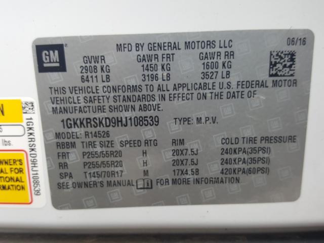 Photo 9 VIN: 1GKKRSKD9HJ108539 - GMC ACADIA LIM 