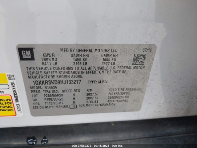 Photo 8 VIN: 1GKKRSKD9HJ133277 - GMC ACADIA LIMITED 