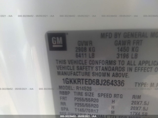 Photo 8 VIN: 1GKKRTED6BJ264336 - GMC ACADIA 