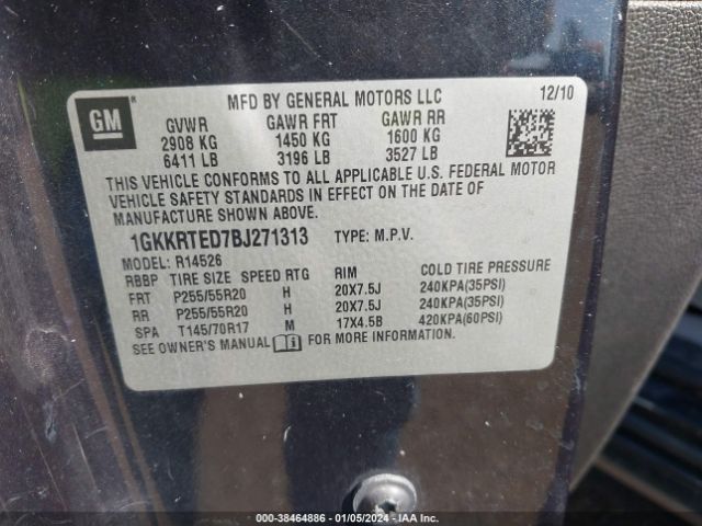 Photo 8 VIN: 1GKKRTED7BJ271313 - GMC ACADIA 