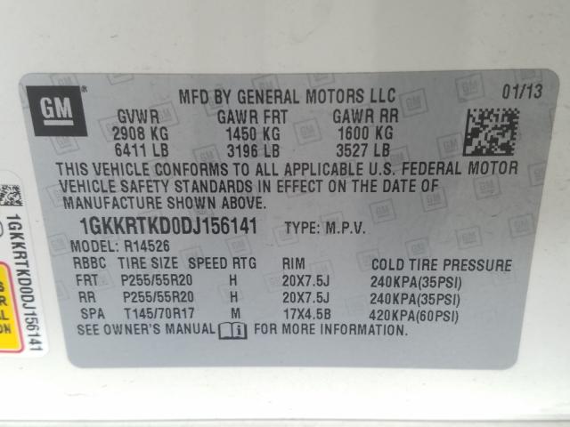 Photo 9 VIN: 1GKKRTKD0DJ156141 - GMC ACADIA DEN 