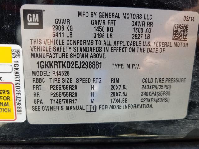 Photo 9 VIN: 1GKKRTKD2EJ298881 - GMC ACADIA DEN 