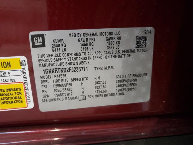 Photo 9 VIN: 1GKKRTKD2FJ236771 - GMC ACADIA DEN 