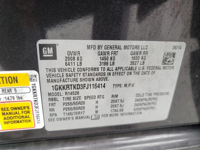 Photo 9 VIN: 1GKKRTKD3FJ116414 - GMC ACADIA DEN 