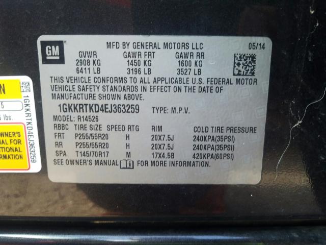 Photo 9 VIN: 1GKKRTKD4EJ363259 - GMC ACADIA DEN 