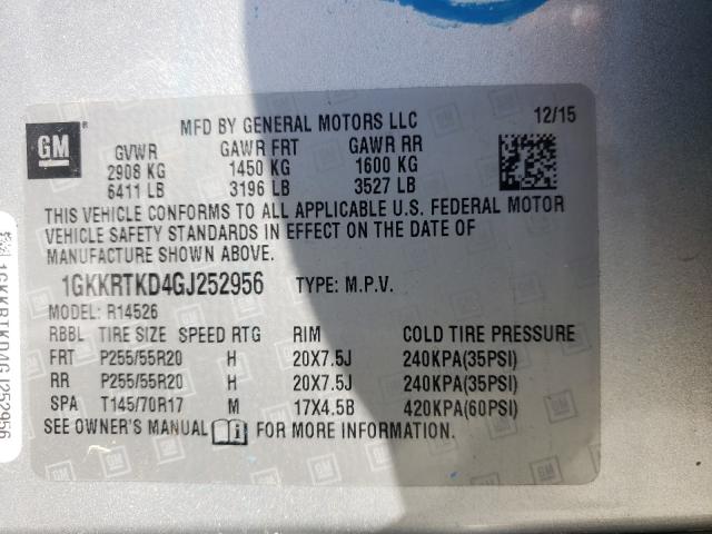 Photo 9 VIN: 1GKKRTKD4GJ252956 - GMC ACADIA DEN 