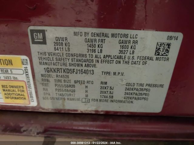 Photo 8 VIN: 1GKKRTKD5FJ164013 - GMC ACADIA 