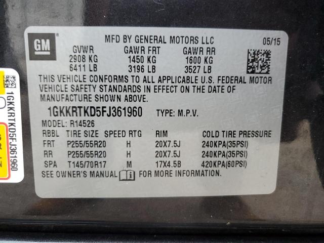 Photo 13 VIN: 1GKKRTKD5FJ361960 - GMC ACADIA DEN 