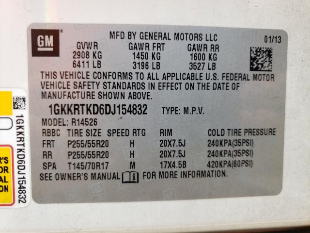 Photo 9 VIN: 1GKKRTKD6DJ154832 - GMC ACADIA DEN 