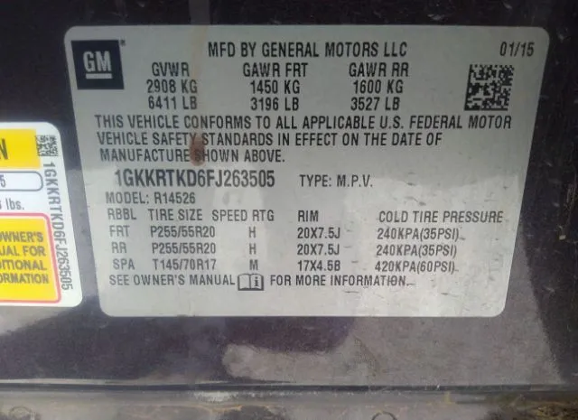 Photo 8 VIN: 1GKKRTKD6FJ263505 - GMC ACADIA 