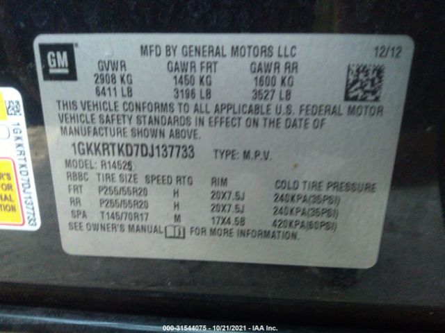 Photo 8 VIN: 1GKKRTKD7DJ137733 - GMC ACADIA 