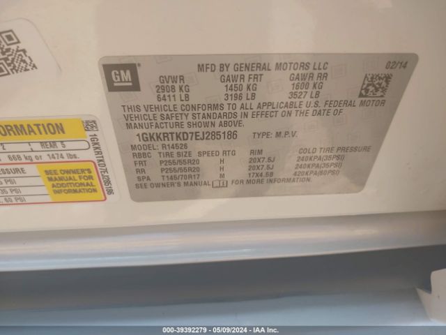 Photo 8 VIN: 1GKKRTKD7EJ285186 - GMC ACADIA 