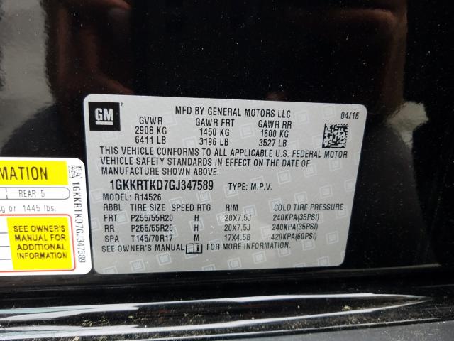 Photo 9 VIN: 1GKKRTKD7GJ347589 - GMC ACADIA DEN 