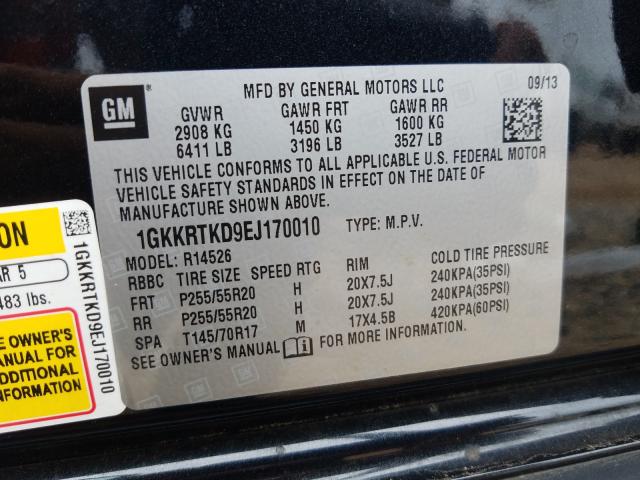 Photo 9 VIN: 1GKKRTKD9EJ170010 - GMC ACADIA DEN 