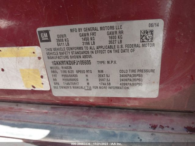 Photo 8 VIN: 1GKKRTKD9FJ105935 - GMC ACADIA 