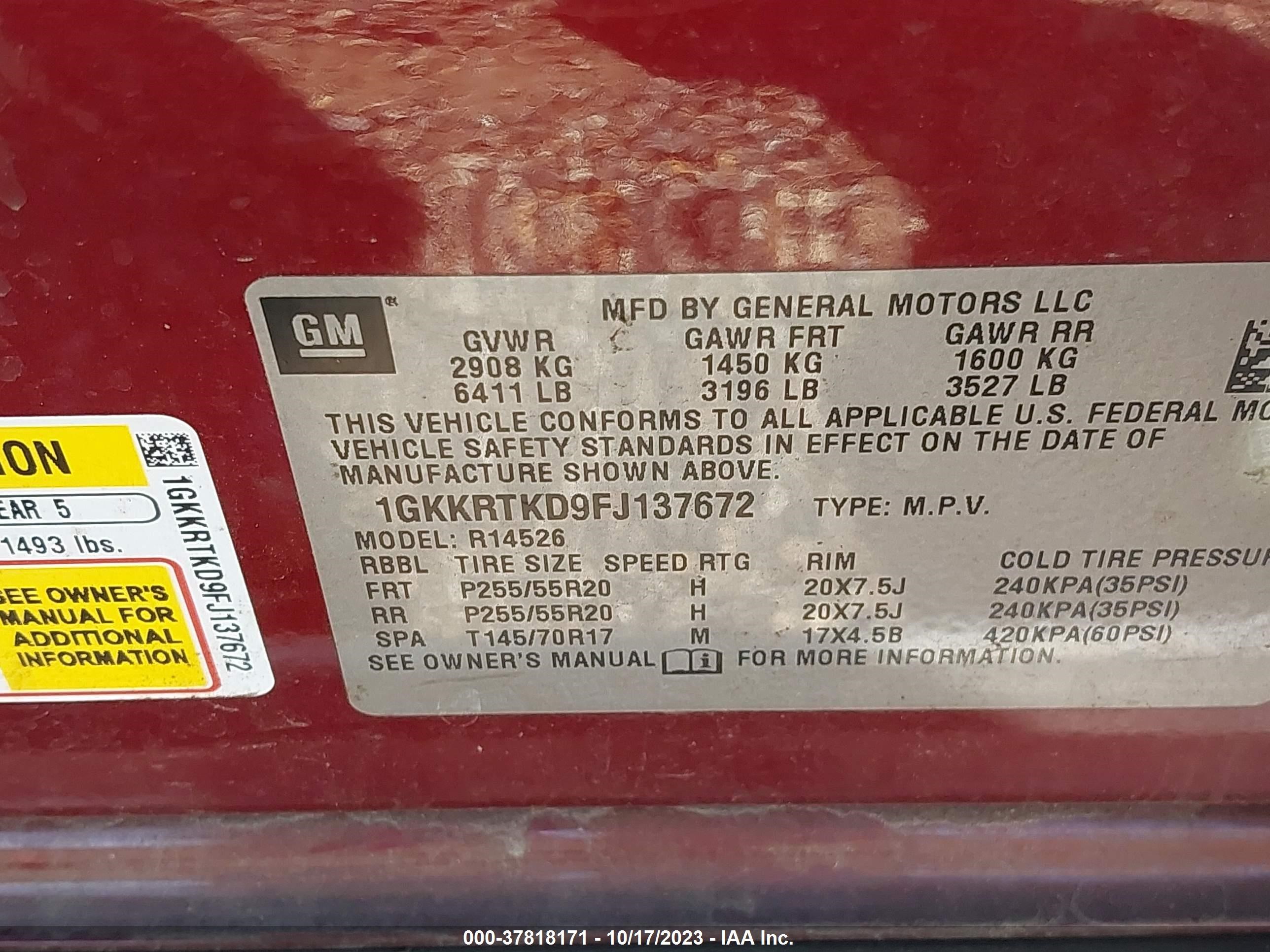 Photo 8 VIN: 1GKKRTKD9FJ137672 - GMC ACADIA 