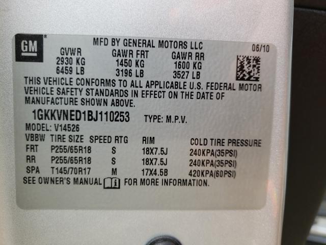 Photo 9 VIN: 1GKKVNED1BJ110253 - GMC ACADIA SLE 