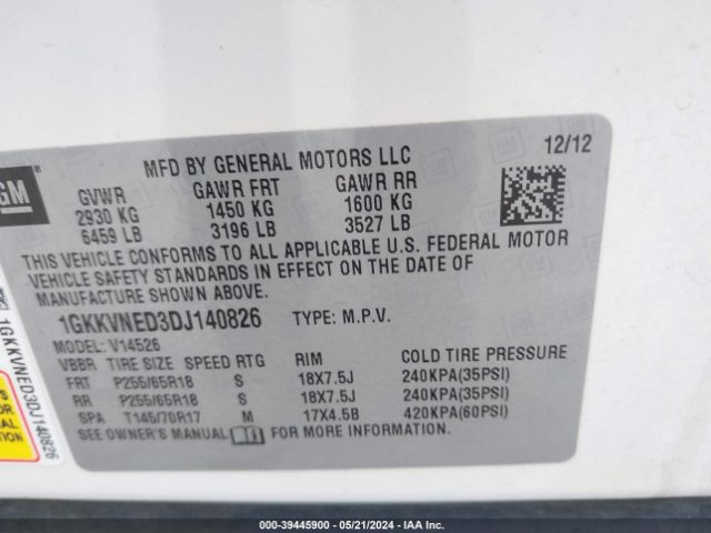 Photo 8 VIN: 1GKKVNED3DJ140826 - GMC ACADIA 