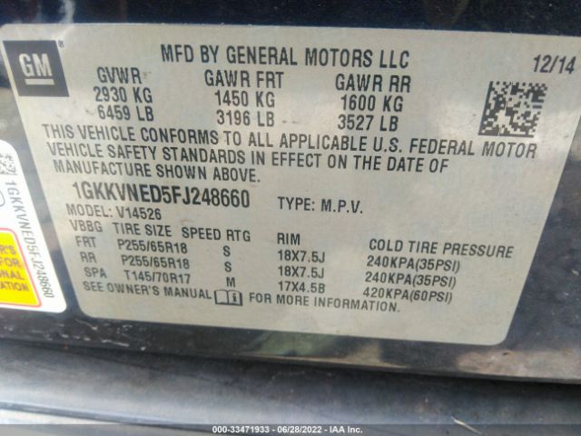 Photo 8 VIN: 1GKKVNED5FJ248660 - GMC ACADIA 