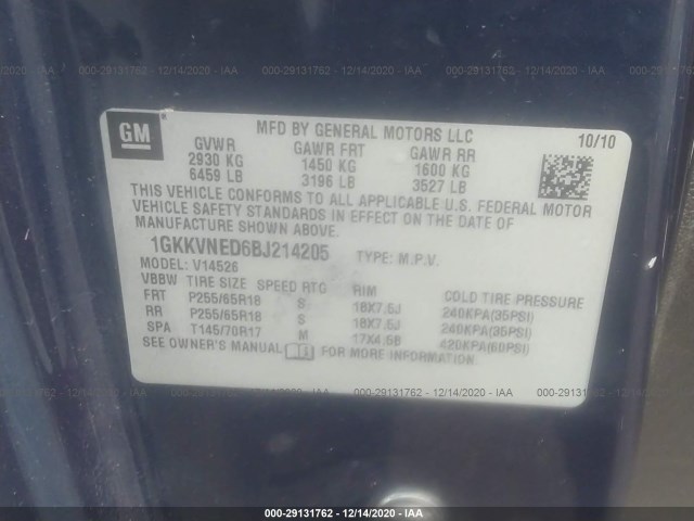 Photo 8 VIN: 1GKKVNED6BJ214205 - GMC ACADIA 