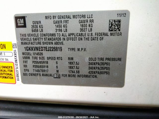 Photo 8 VIN: 1GKKVNED7EJ226819 - GMC ACADIA 