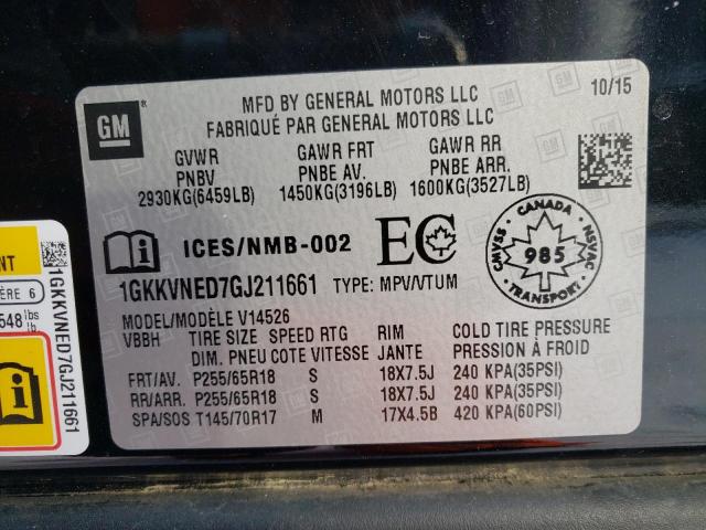 Photo 12 VIN: 1GKKVNED7GJ211661 - GMC ACADIA 