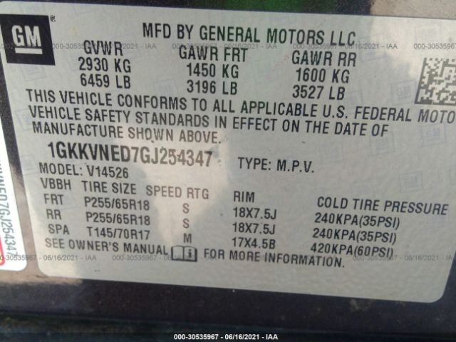 Photo 8 VIN: 1GKKVNED7GJ254347 - GMC ACADIA 