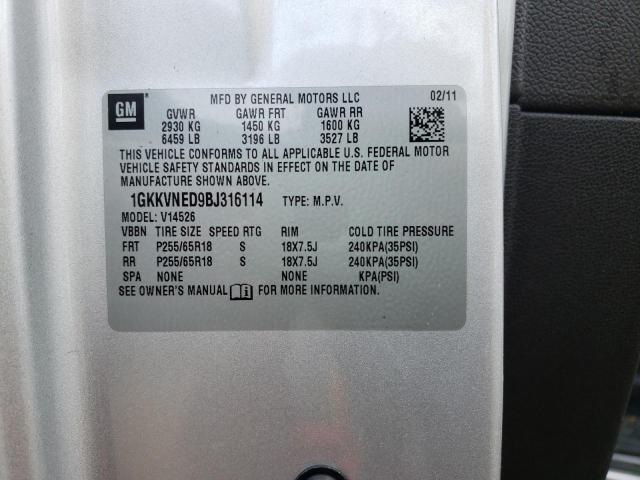 Photo 9 VIN: 1GKKVNED9BJ316114 - GMC ACADIA SLE 