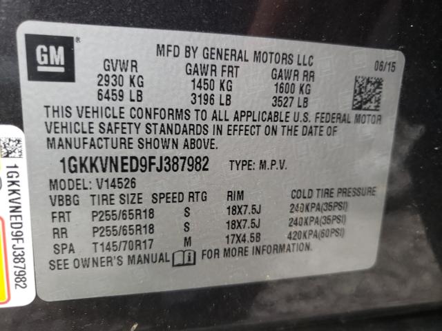 Photo 9 VIN: 1GKKVNED9FJ387982 - GMC ACADIA SLE 