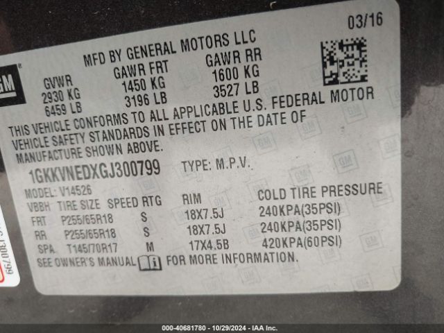 Photo 8 VIN: 1GKKVNEDXGJ300799 - GMC ACADIA 