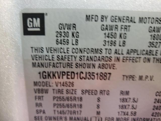 Photo 9 VIN: 1GKKVPED1CJ351887 - GMC ACADIA SLE 