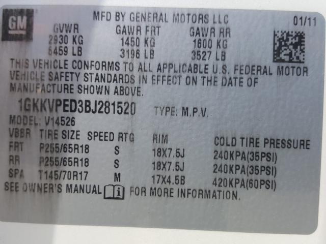 Photo 9 VIN: 1GKKVPED3BJ281520 - GMC ACADIA SLE 