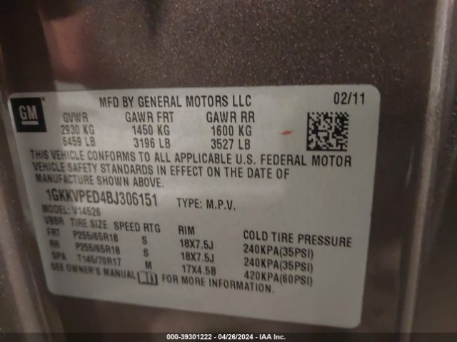 Photo 8 VIN: 1GKKVPED4BJ306151 - GMC ACADIA 