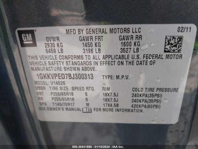 Photo 8 VIN: 1GKKVPED7BJ300313 - GMC ACADIA 