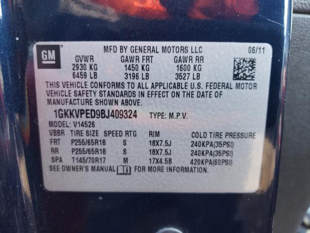 Photo 9 VIN: 1GKKVPED9BJ409324 - GMC ACADIA SLE 